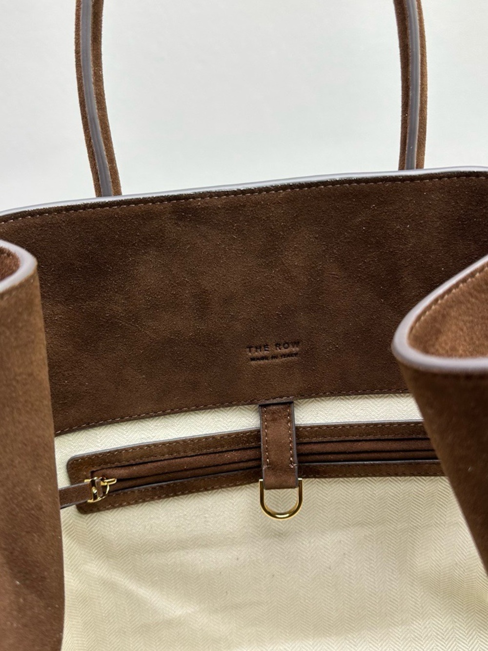 The Row Brown Suede Top-Handle Tote - Picture 8 of 9
